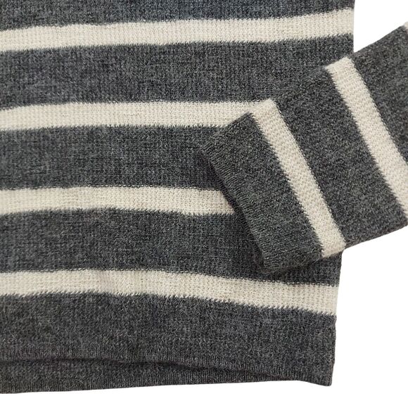 J Crew Sweater Womens XS Gray Stripes Knitted Baby Alpaca Shawl Collar Preppy - Picture 5 of 11